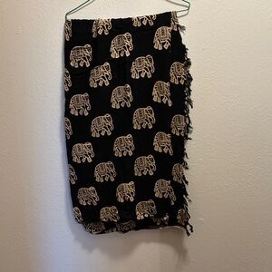 Black Elephant Print Scarf, beach, cover rock, Serong
